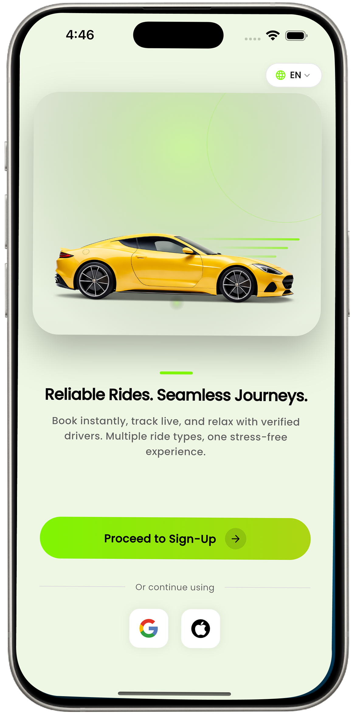 RideMantra Vehicle App Login Screen